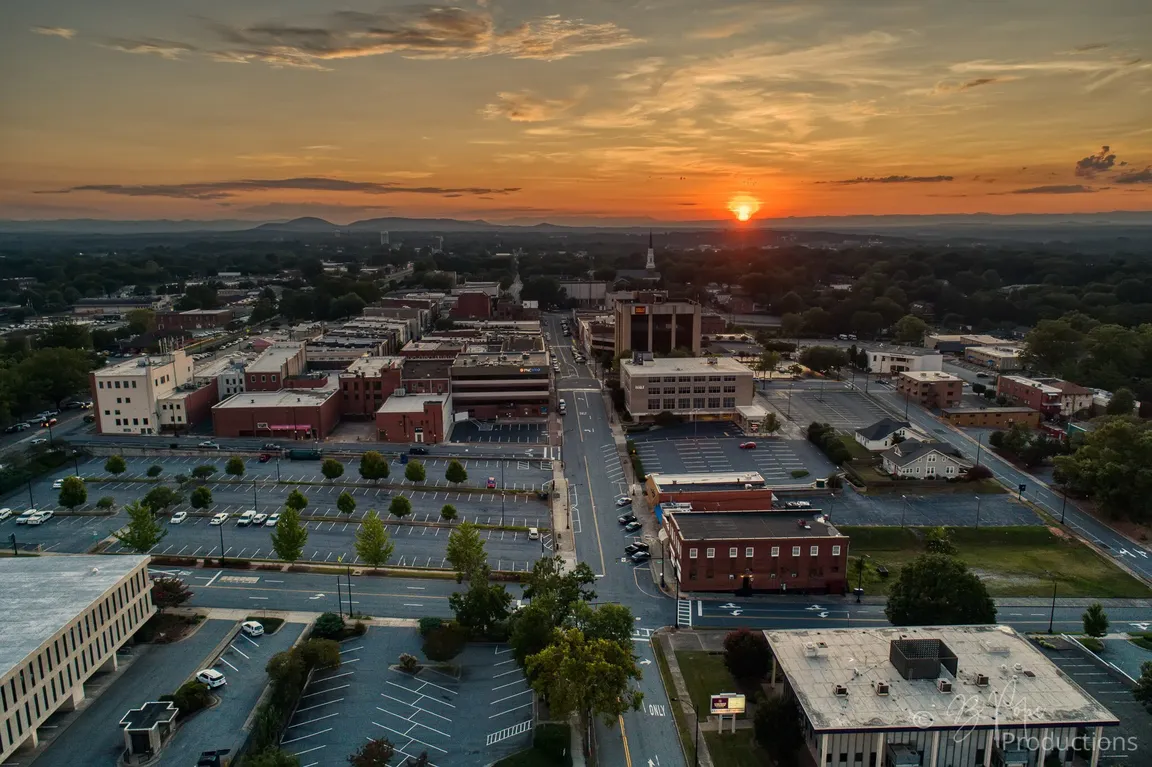 Downtown overview of Hickory, NC