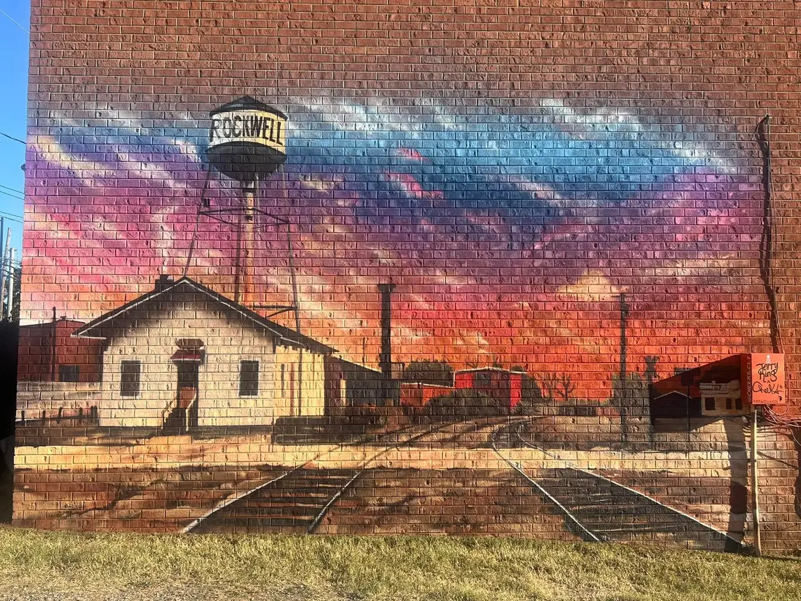 Mural of Rockwell, NC and its water tower