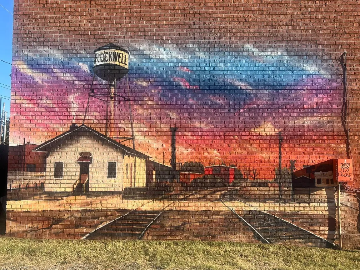Mural of Rockwell, NC and its water tower