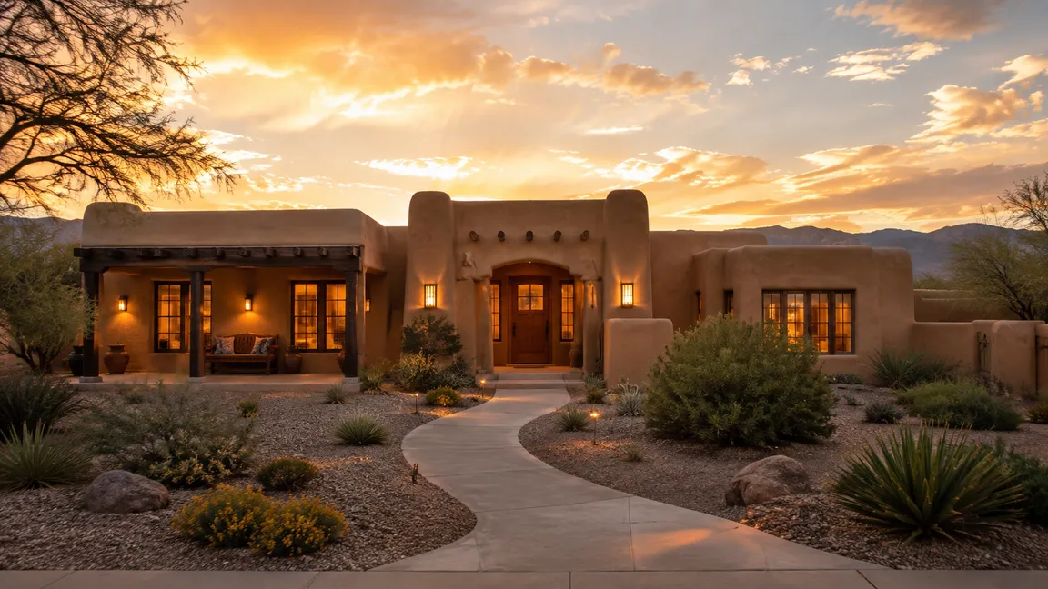 Classic Albuquerque adobe home at golden hour, the New Mexico house an out-of-state owner can sell without a trip