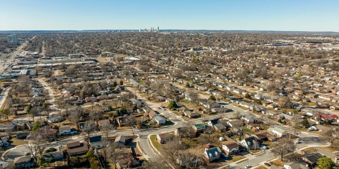 Aerial view of a neighborhood