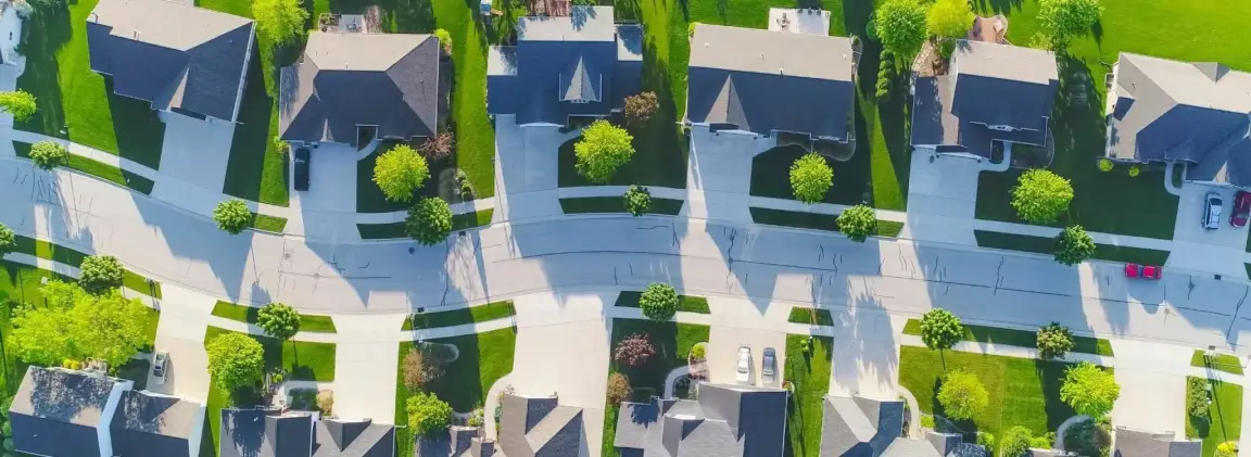 Birds eye view of houses in North Carolina