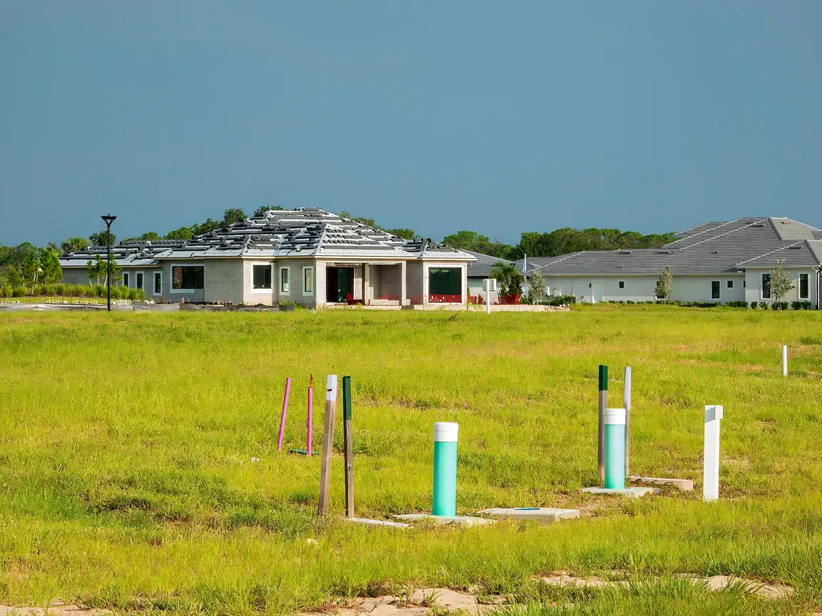 This image illustrates equipment part of a utility easement along a home's property line.
