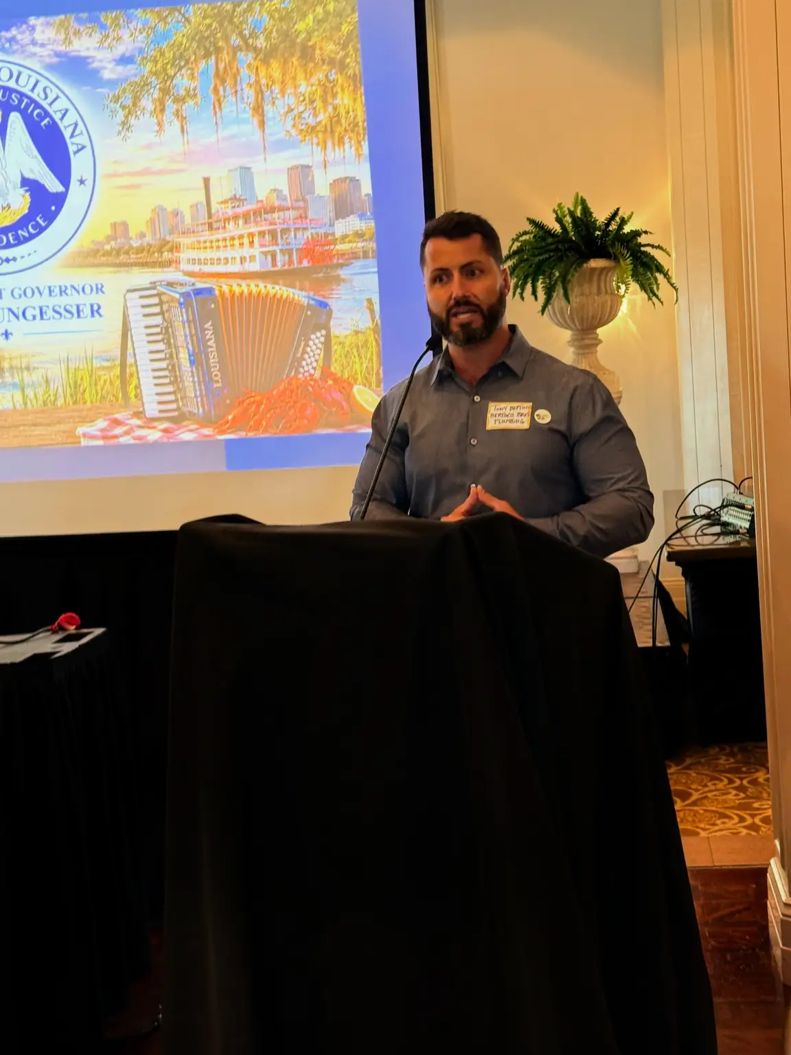 Tony Bertucci speaking at the September 17, 2026 community event