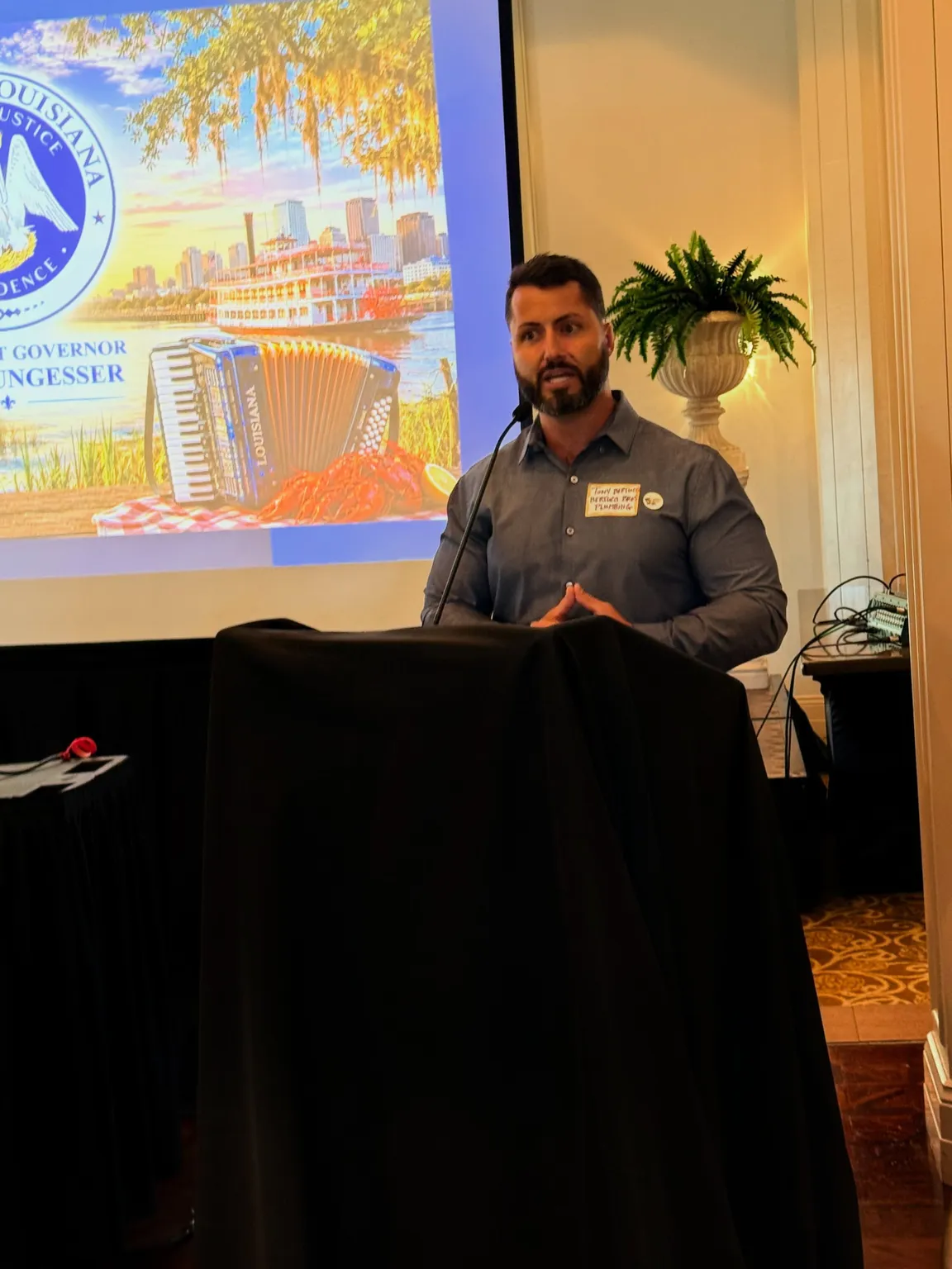Tony Bertucci speaking at the September 17, 2026 community event