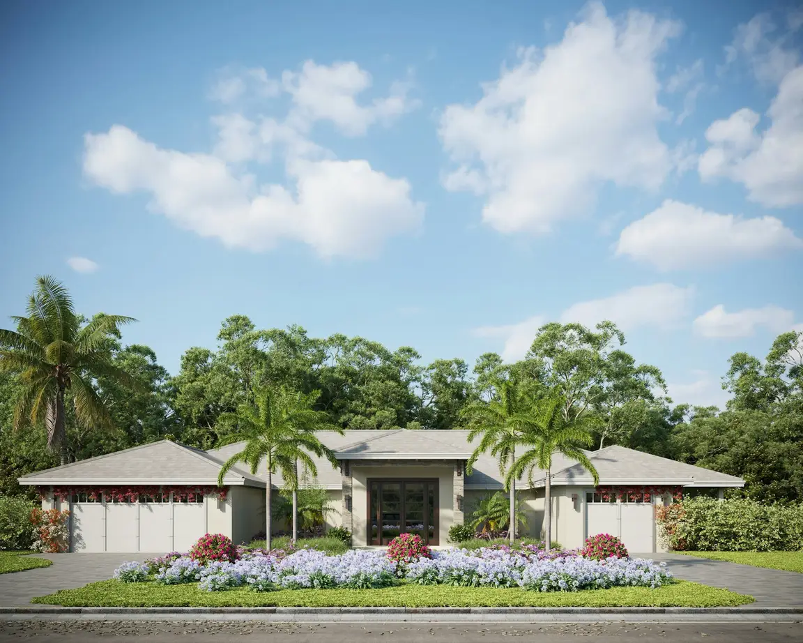 Florida ranch-style home with palm trees in Groveland, FL