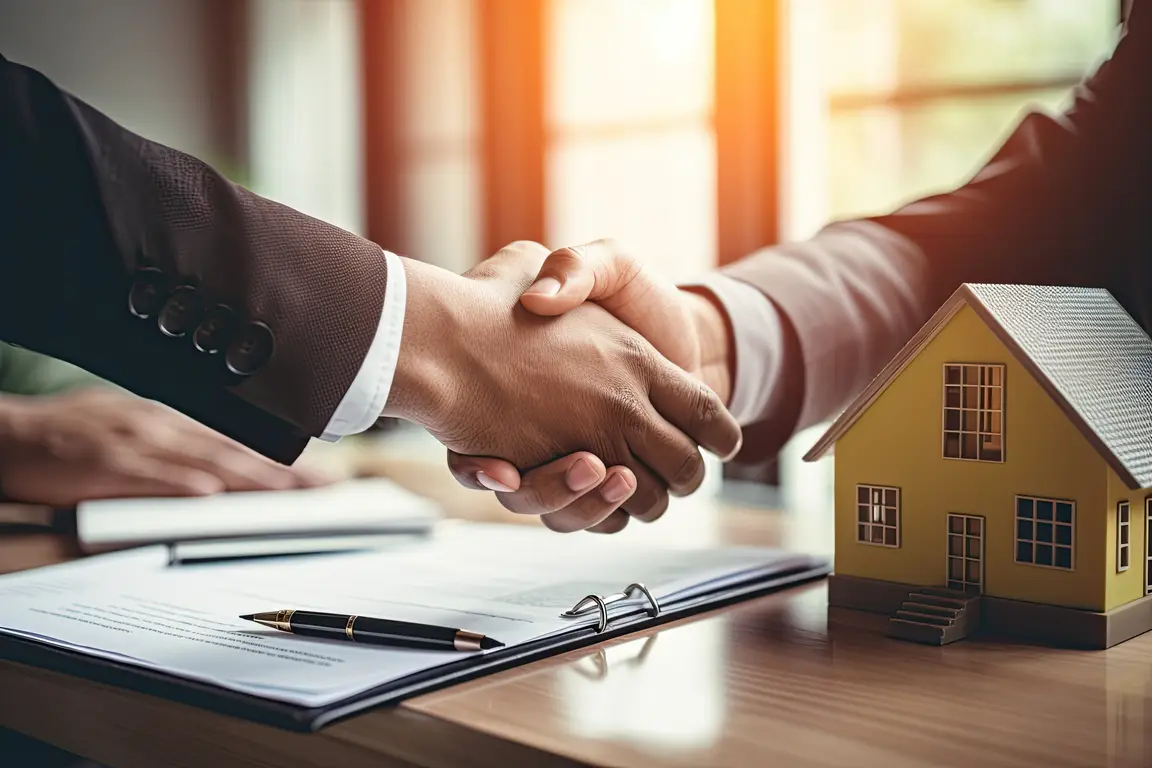 Real estate agent shaking hands with a Worcester, MA homeowner after a cash home sale agreement