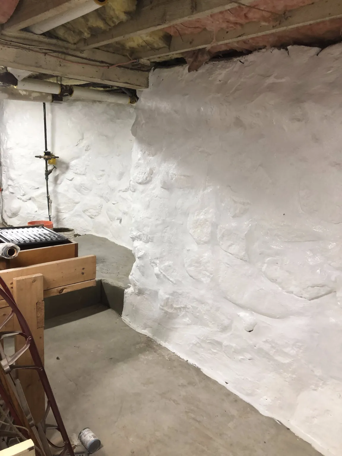 Waterproofed basement in Boston, MA.