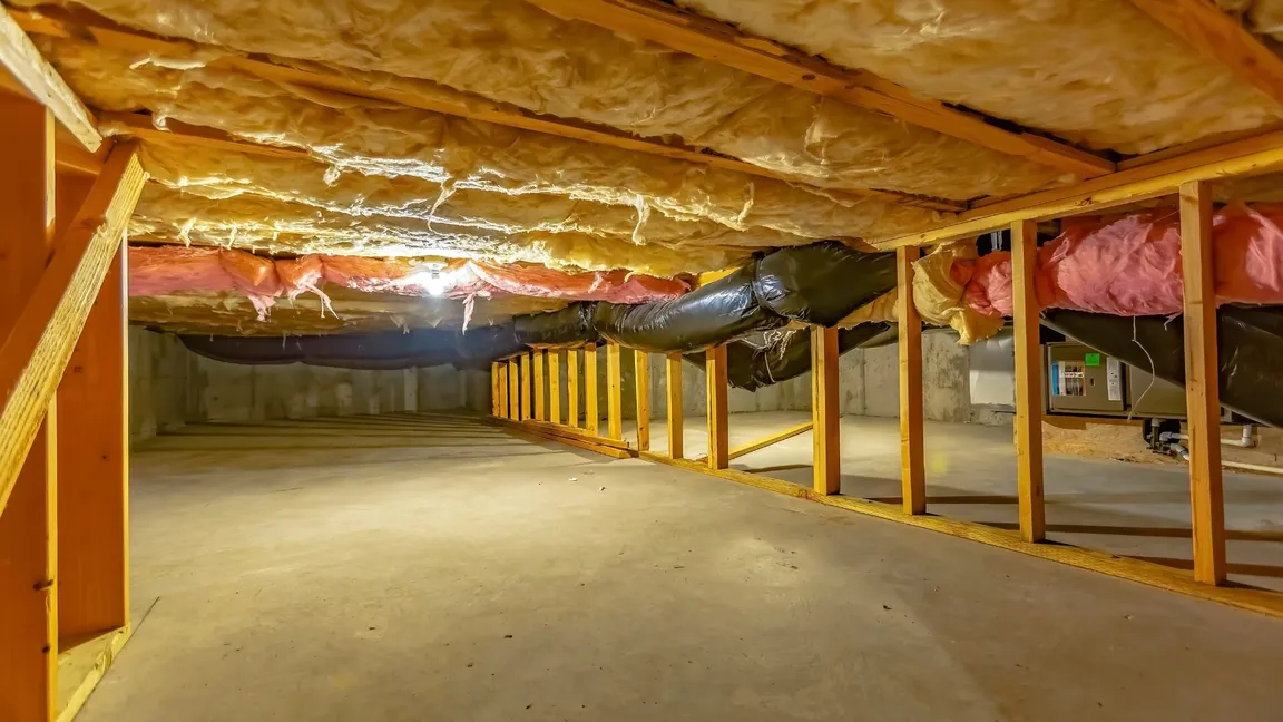 Crawlspace underneath a house in Boston, MA.