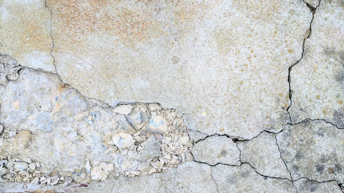 Cracked concrete foundation.