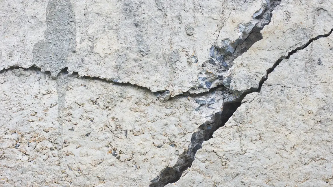 Crack in concrete foundation.