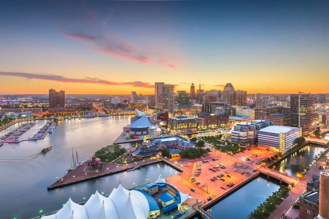 Baltimore Harbor in the evening