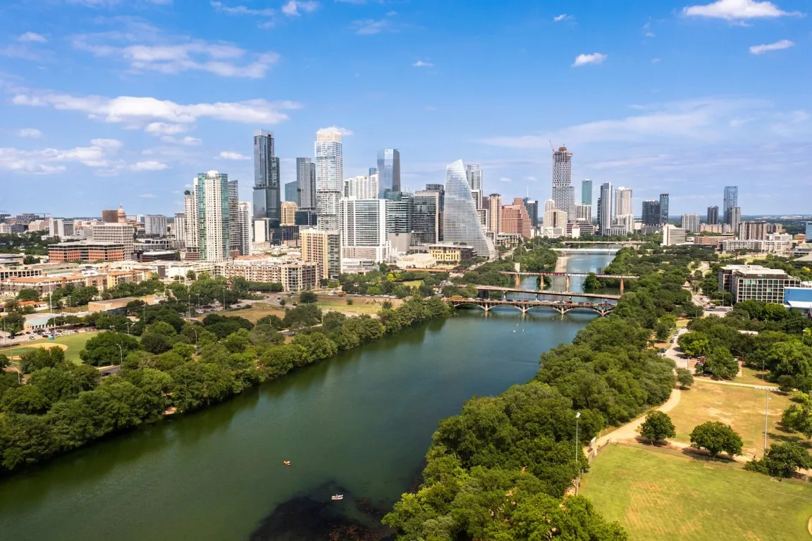 View of downtown Austin from the river
