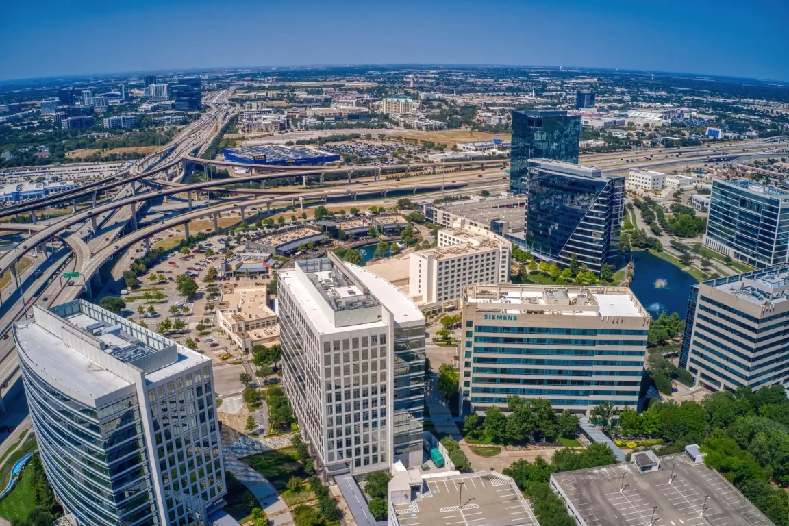 Aerial view of downtown Plano Texas