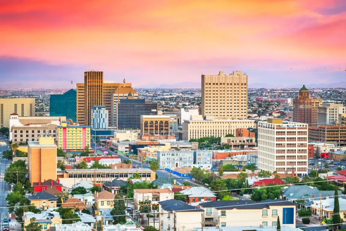 View of downtown El Paso city skyline in Texas