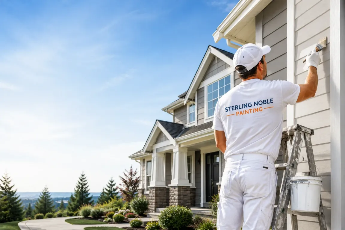 Professional exterior house painter from Sterling Noble Painting painting residential siding in Oregon