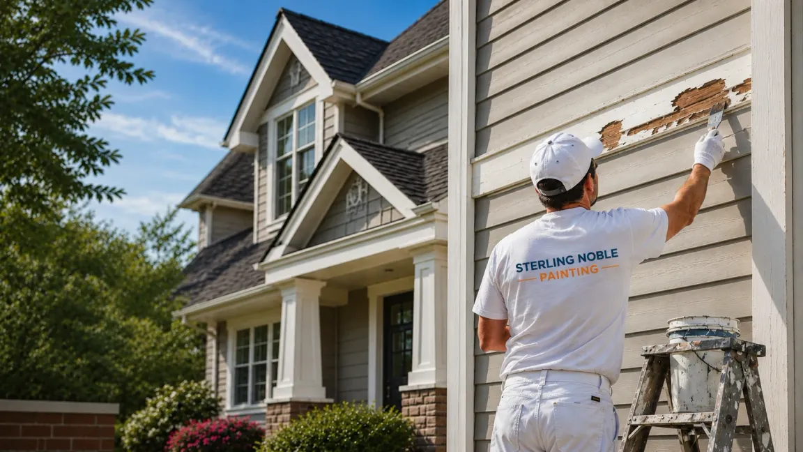 Exterior siding and trim repair services by Sterling Noble Painting on a residential home