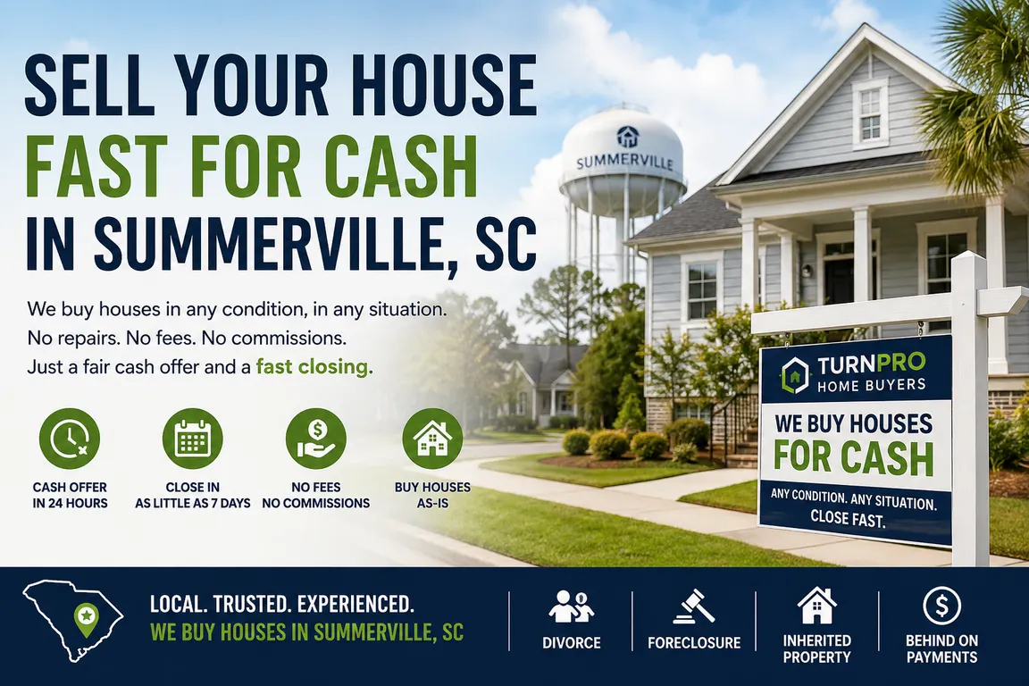 Sell your house fast for cash in Summerville, SC with TurnPro Home Buyers