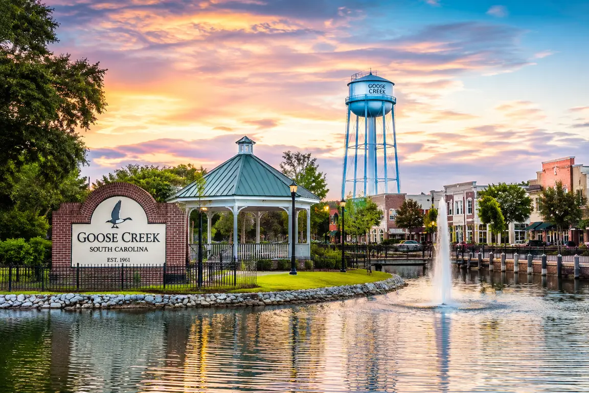 Goose Creek lakeside sunset with scenic waterfront views in South Carolina