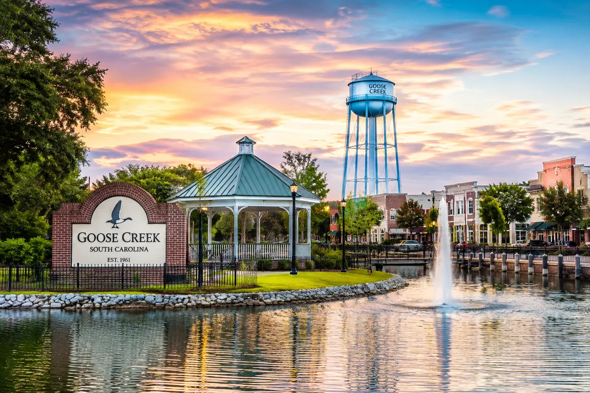Goose Creek lakeside sunset with scenic waterfront views in South Carolina