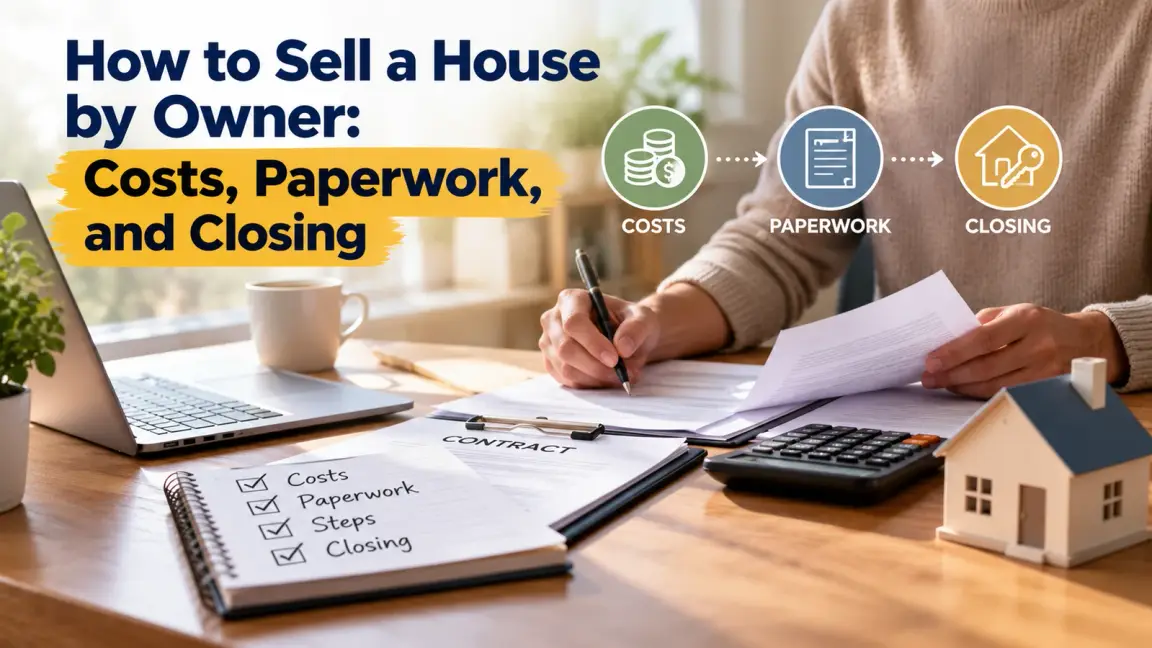 House for sale by owner with purchase agreement and closing paperwork
