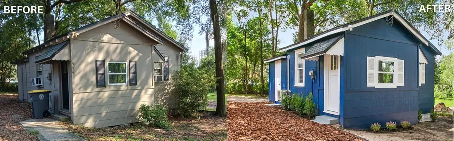 Before and after home renovation by cash home buyers in Orange Park showing property transformation