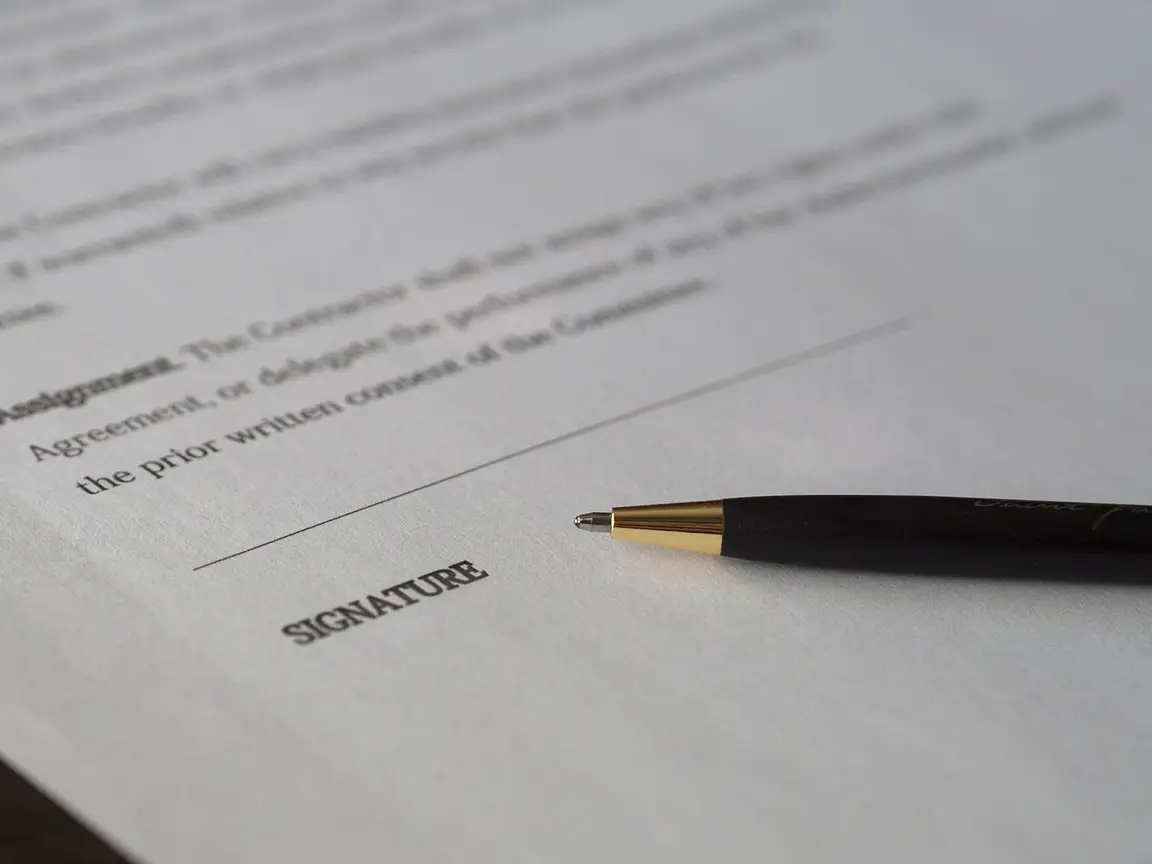 Contract with signature line
