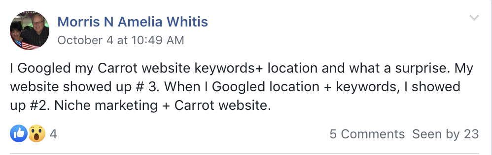 website ranking with help from the Carrot 30 day challenge