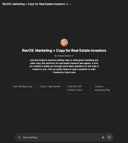 Marketing Copy GPT for Real Estate Investors
