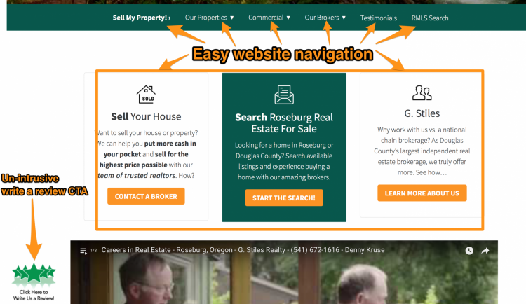 real estate website navigation menu