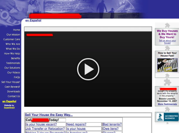 example of a cluttered real estate website