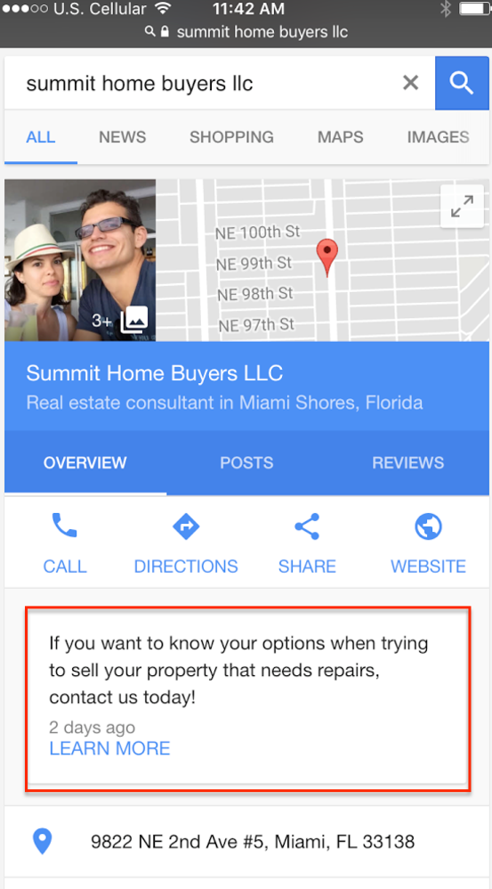 google my business posts on mobile