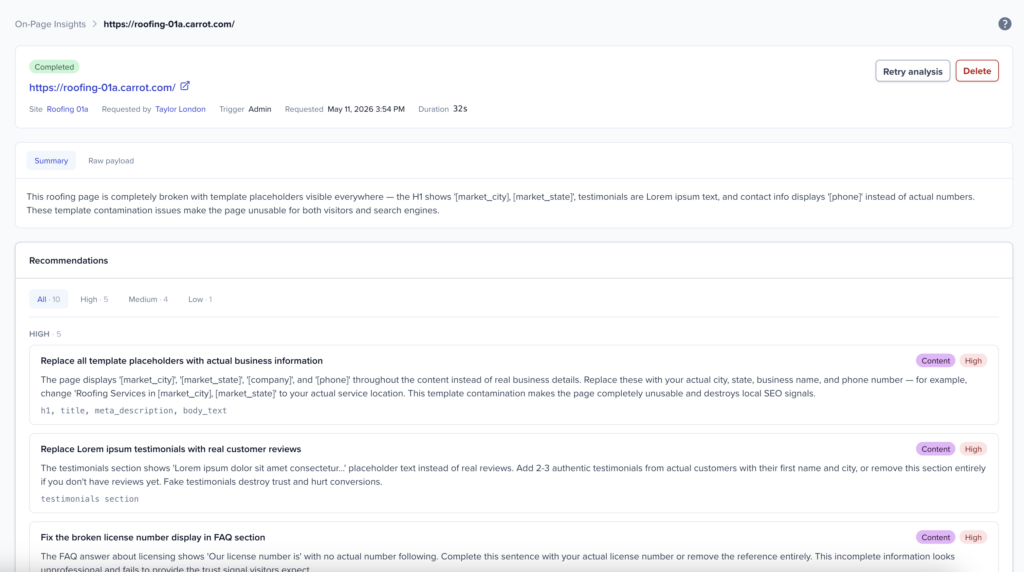 Carrot AI website improvements
