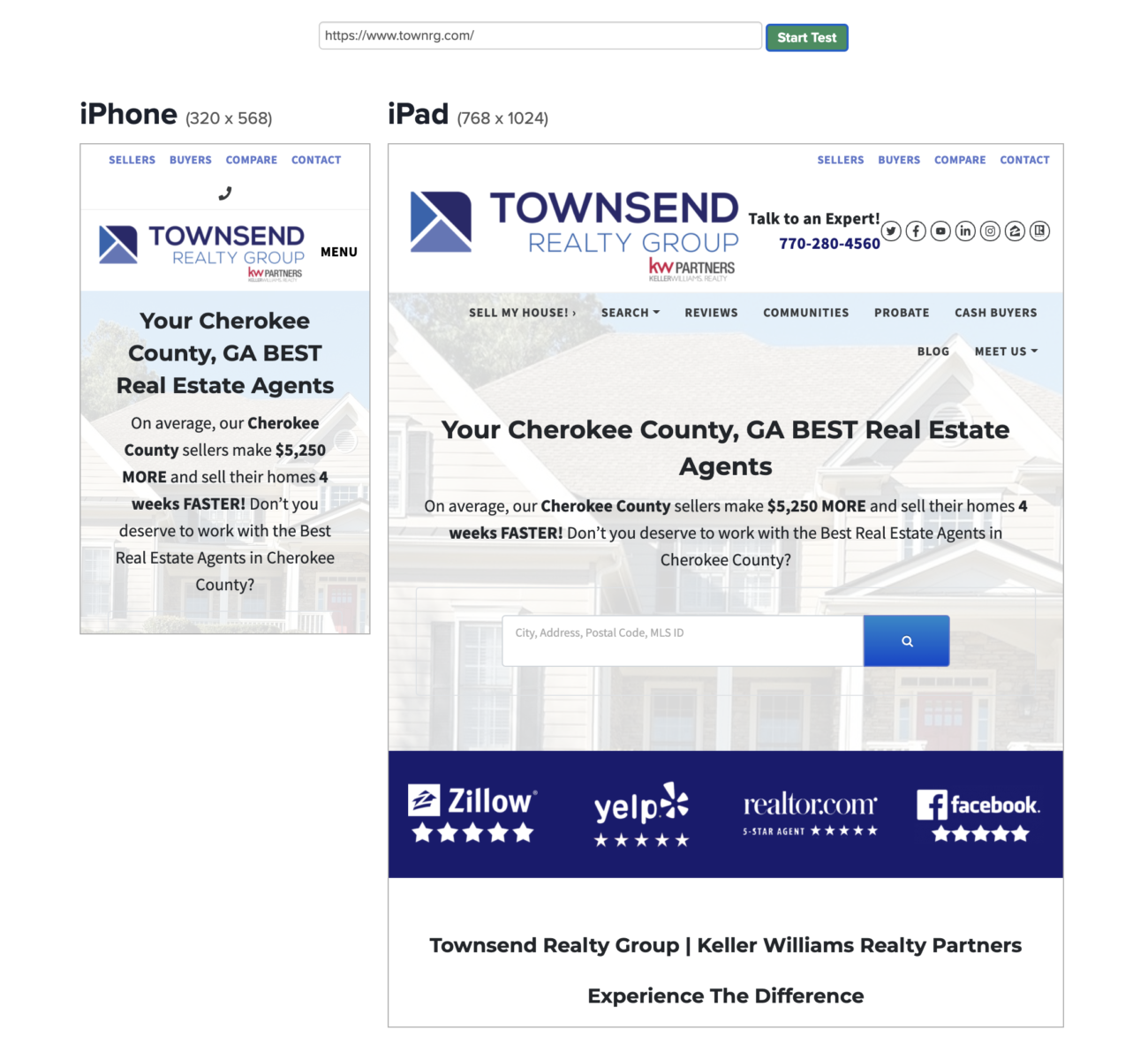 real estate website mobile friendly test