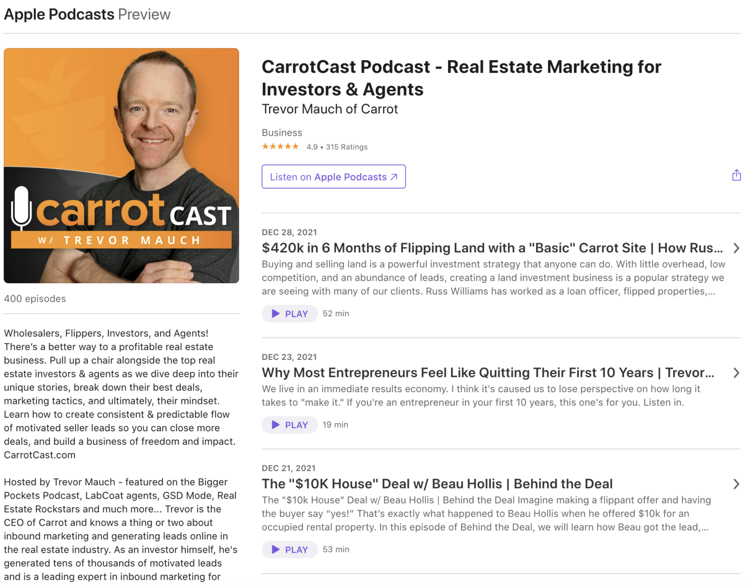 Real Estate Podcasts - CarrotCast