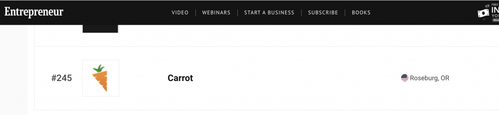 Carrot on Entrepreneur 360 2019