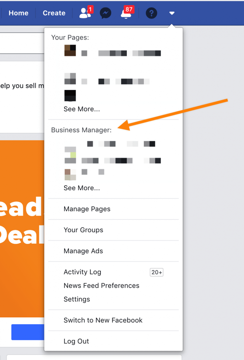 Facebook page Business manager