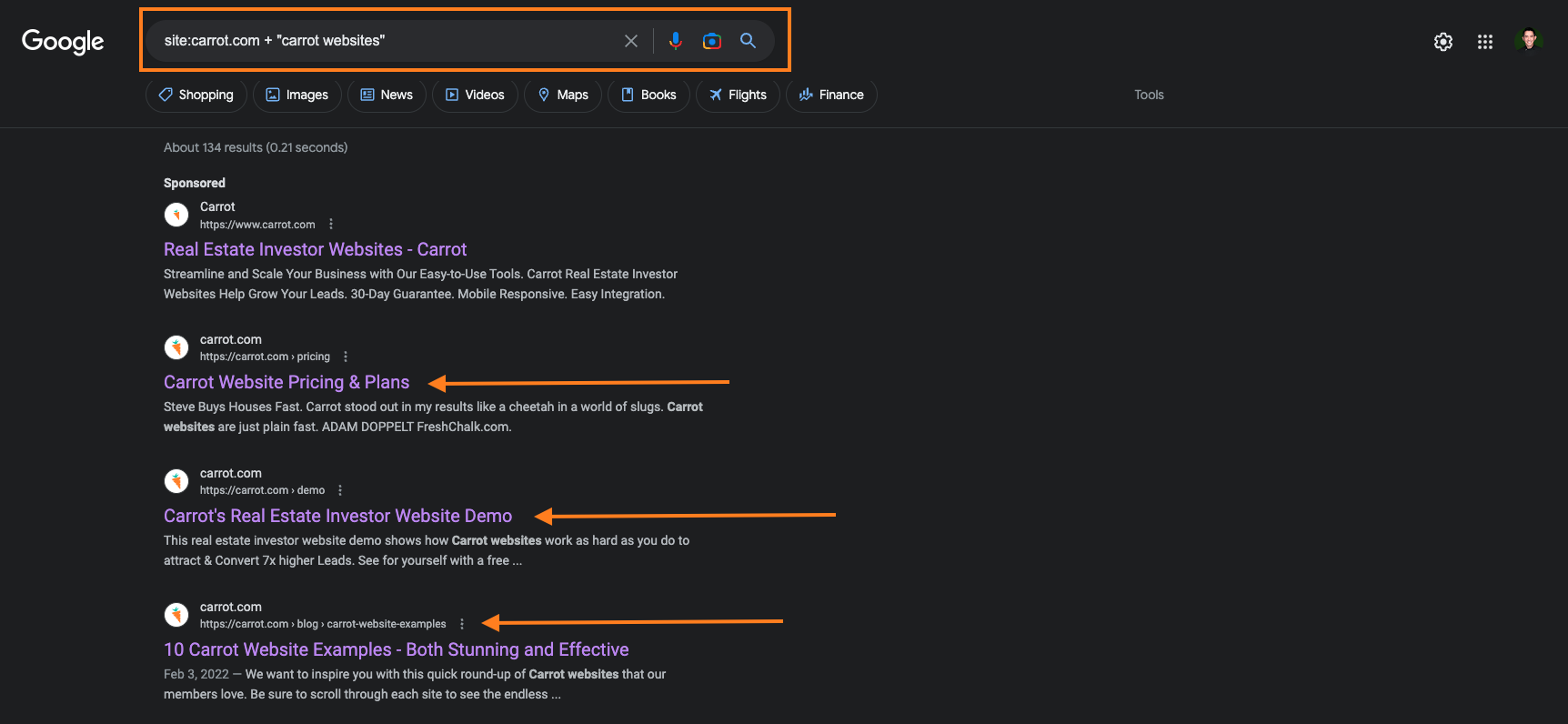 Using Google Search to identify keyword cannibalization.