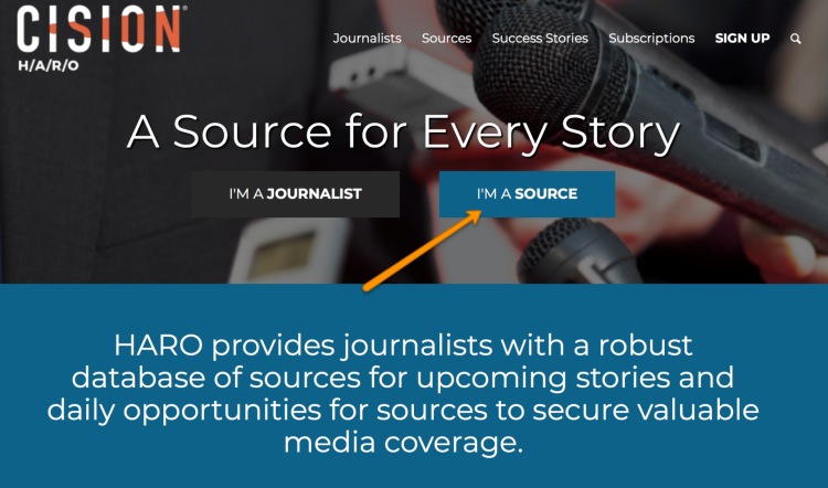 Registering as a source with HARO