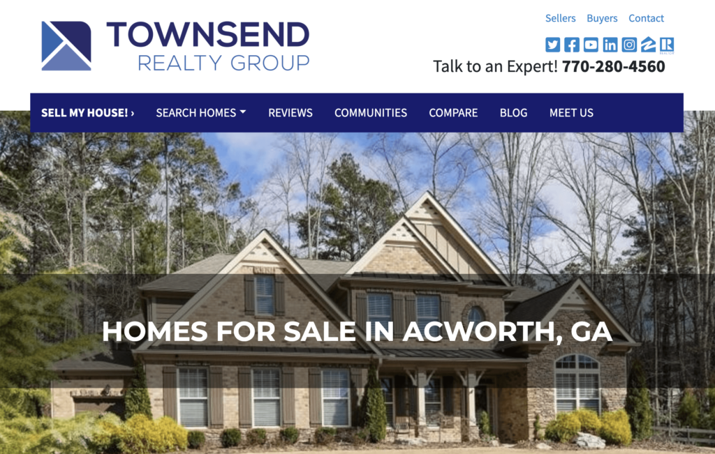 real estate agent website location page