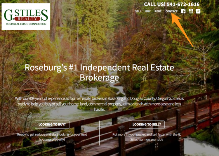 contact cta on a real estate website