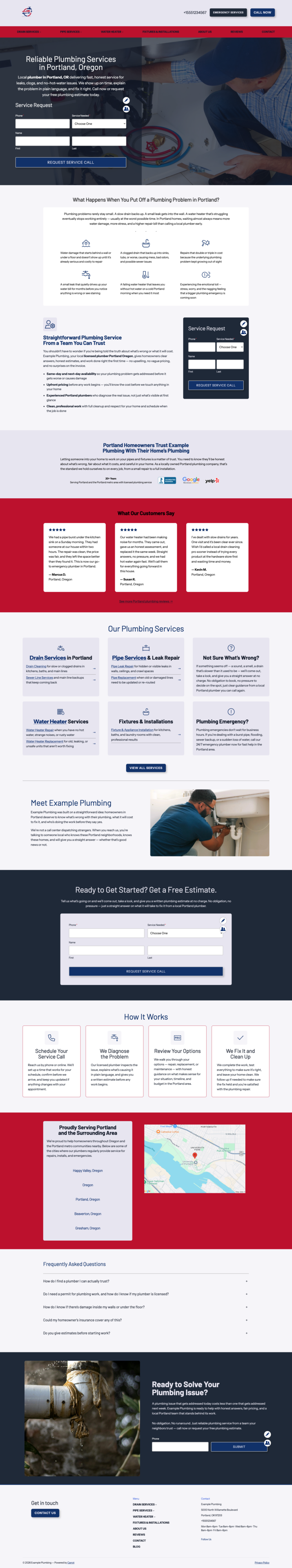 Plubming website from Carrot