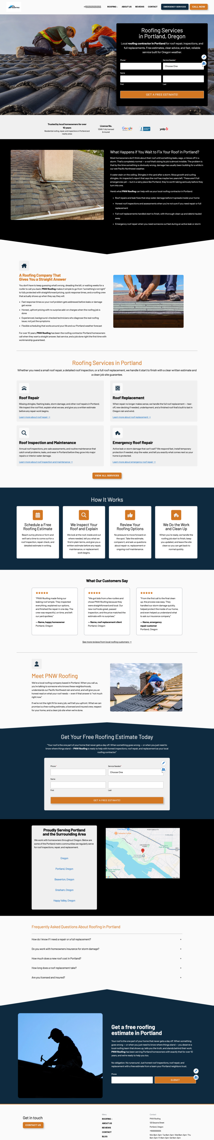 Roofing website from Carrot
