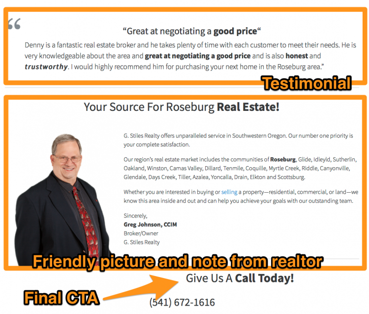 real estate website page layout