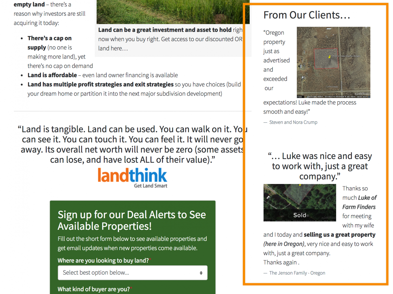credibility score: real estate testmonials