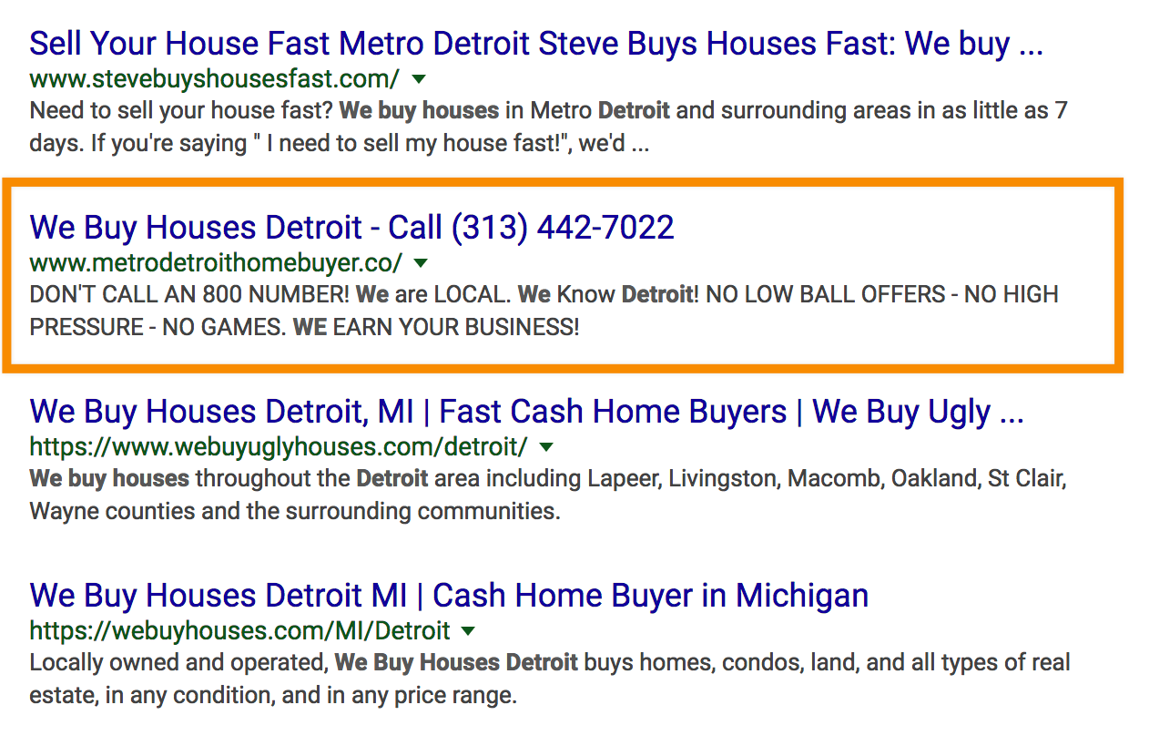 seo for real estate investors we buy houses detroit seo rankings