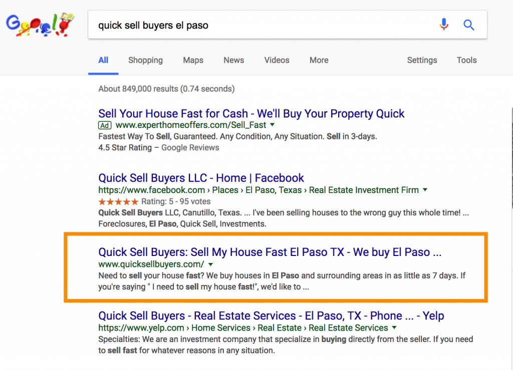 Why Is My Website Not Ranking in Google: quick sell buyers el paso