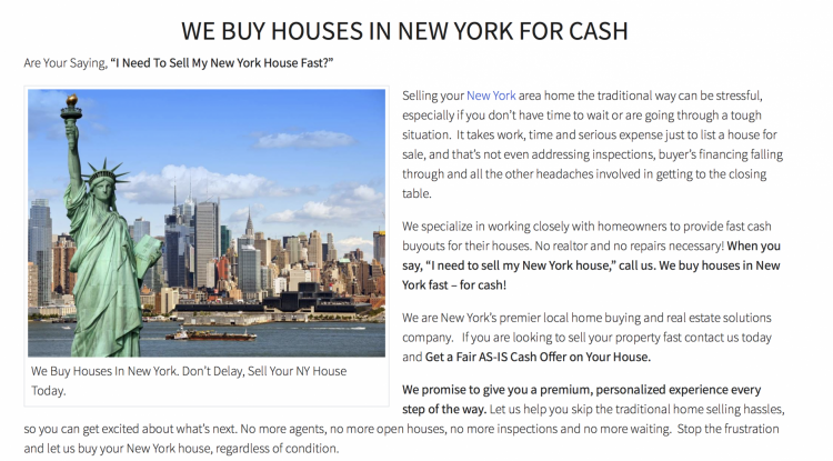 real estate investor website body content