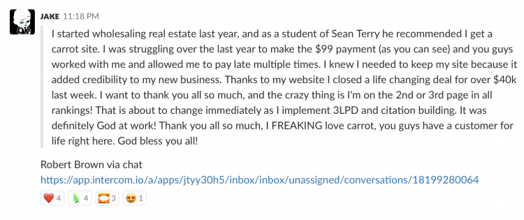 Carrot Customer service