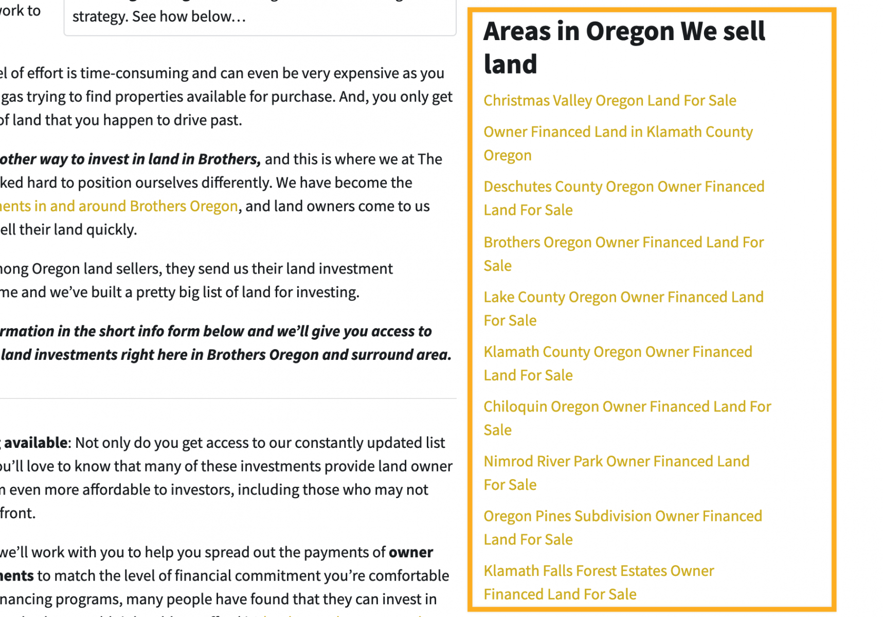 location pages for land buyers